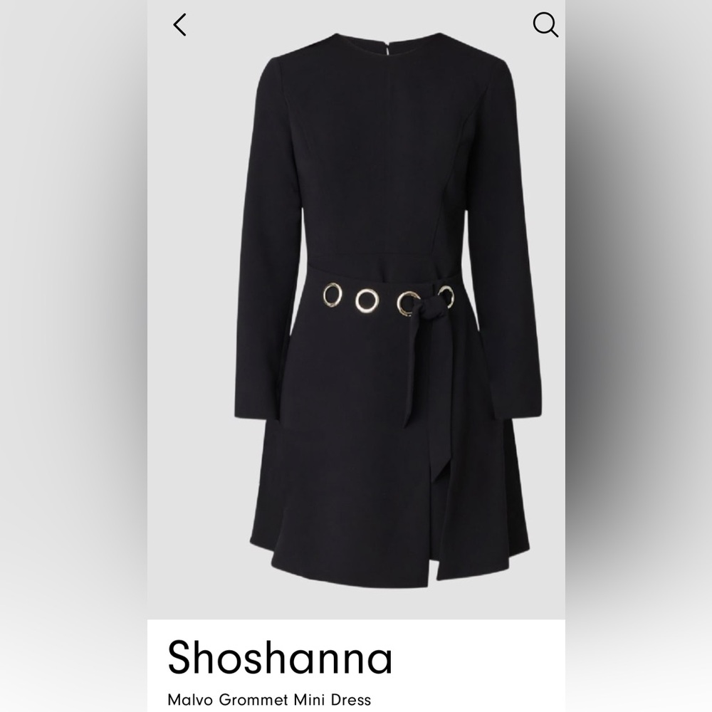 Shoshanna Black Long Sleeve Grommet Dress